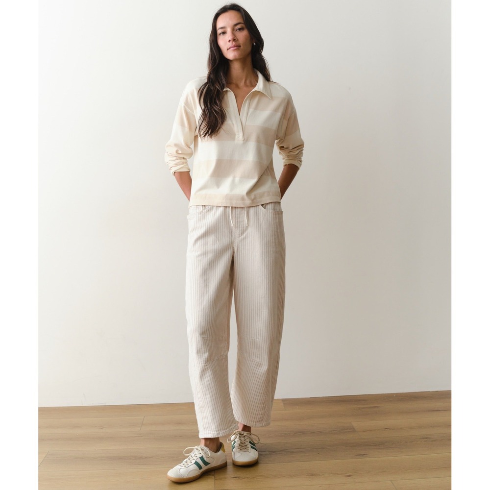 Marine Layer Ella Barrel Leg Pant Railroad Stripe Size Large New With Tags